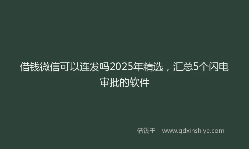 借钱微信可以连发吗2025年精选，汇总5个闪电审批的软件
