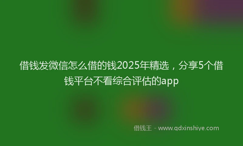 借钱发微信怎么借的钱2025年精选，分享5个借钱平台不看综合评估的app