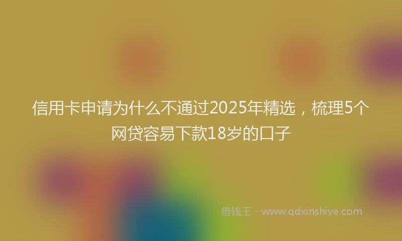 信用卡申请为什么不通过2025年精选，梳理5个网贷容易下款18岁的口子