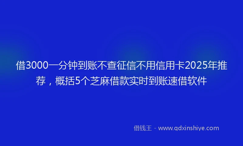 借3000一分钟到账不查征信不用信用卡2025年推荐，概括5个芝麻借款实时到账速借软件