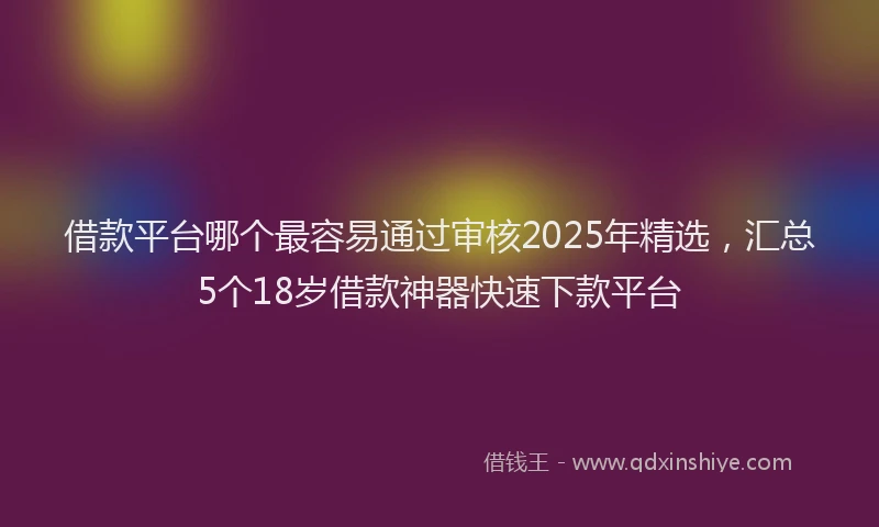 借款平台哪个最容易通过审核2025年精选，汇总5个18岁借款神器快速下款平台