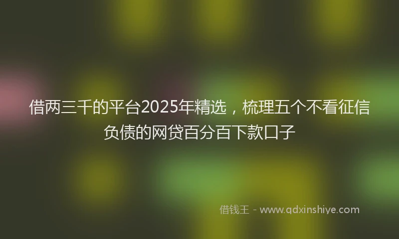 借两三千的平台2025年精选，梳理五个不看征信负债的网贷百分百下款口子