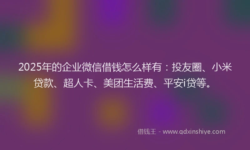 2025年的企业微信借钱怎么样有：投友圈、小米贷款、超人卡、美团生活费、平安i贷等。