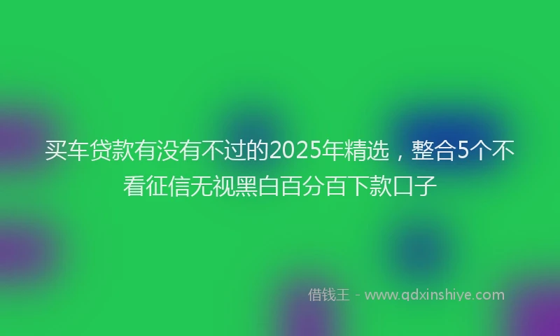 买车贷款有没有不过的2025年精选，整合5个不看征信无视黑白百分百下款口子