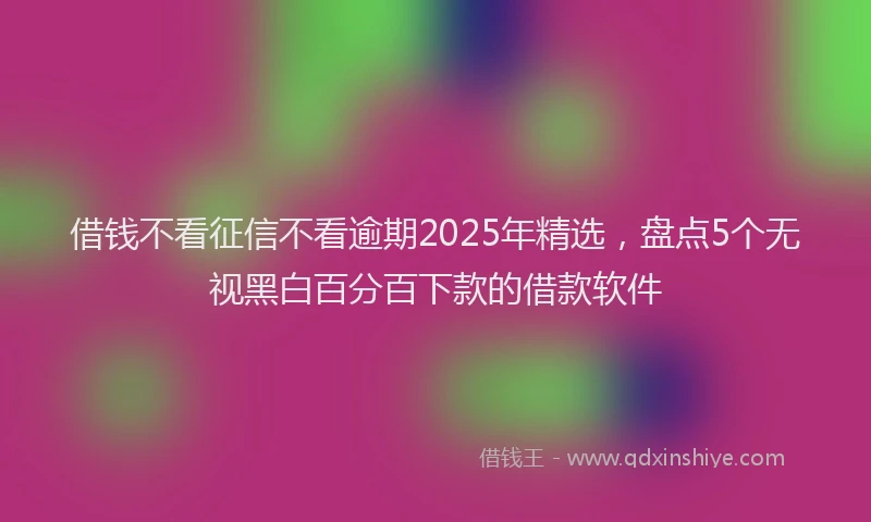 借钱不看征信不看逾期2025年精选，盘点5个无视黑白百分百下款的借款软件