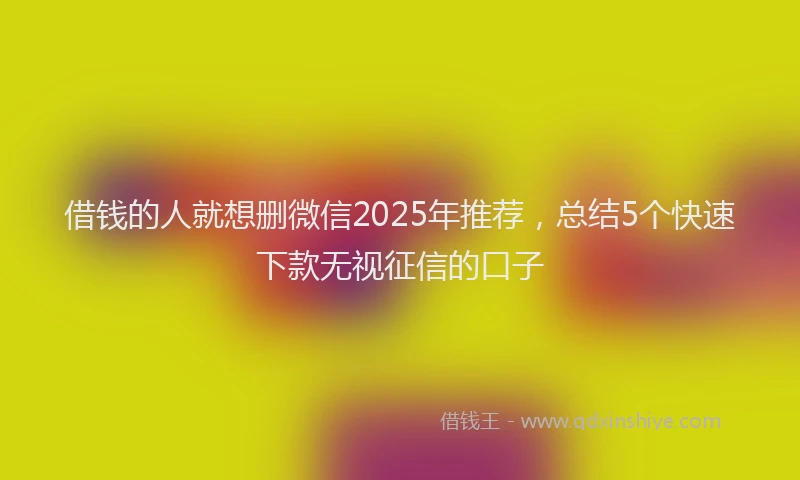 借钱的人就想删微信2025年推荐，总结5个快速下款无视征信的口子