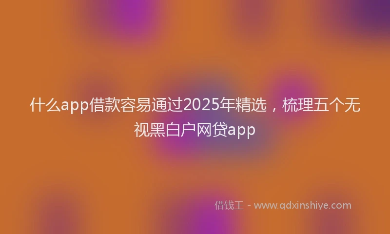 什么app借款容易通过2025年精选，梳理五个无视黑白户网贷app