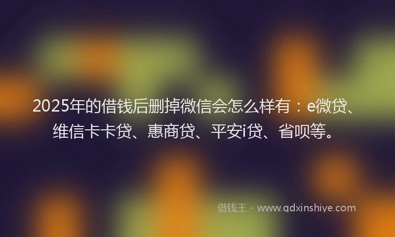 2025年的借钱后删掉微信会怎么样有：e微贷、维信卡卡贷、惠商贷、平安i贷、省呗等。
