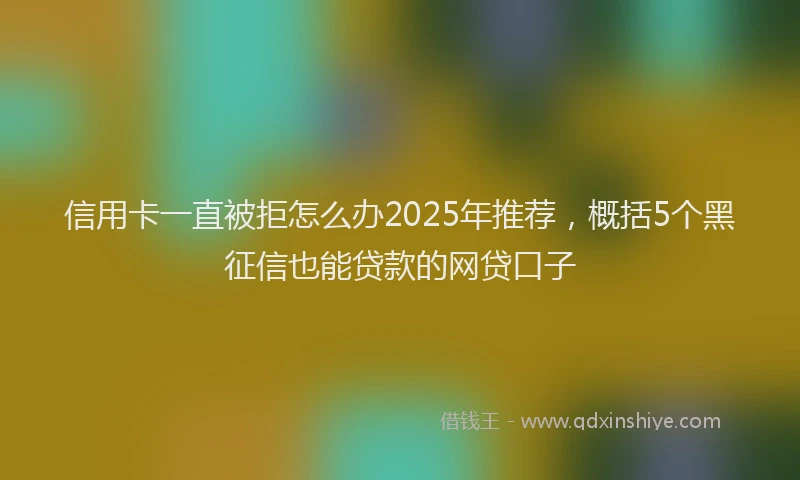 信用卡一直被拒怎么办2025年推荐，概括5个黑征信也能贷款的网贷口子