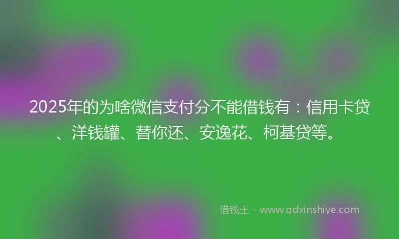 2025年的为啥微信支付分不能借钱有：信用卡贷、洋钱罐、替你还、安逸花、柯基贷等。