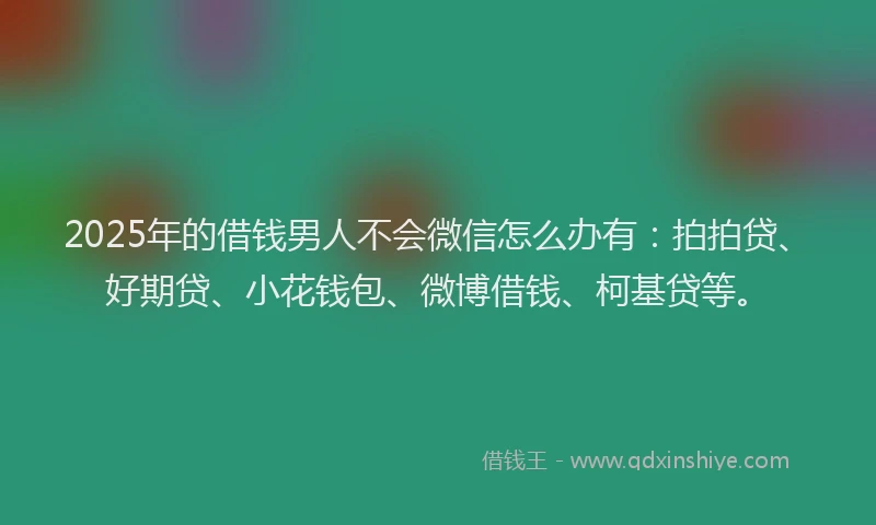 2025年的借钱男人不会微信怎么办有：拍拍贷、好期贷、小花钱包、微博借钱、柯基贷等。