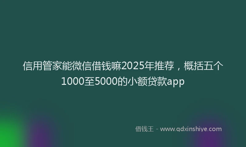 信用管家能微信借钱嘛2025年推荐，概括五个1000至5000的小额贷款app