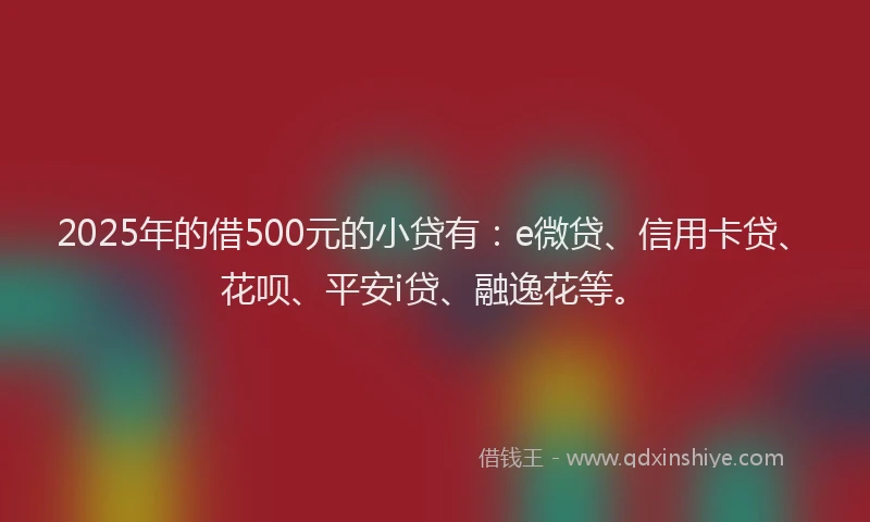 2025年的借500元的小贷有：e微贷、信用卡贷、花呗、平安i贷、融逸花等。