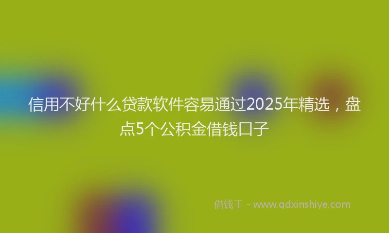 信用不好什么贷款软件容易通过2025年精选，盘点5个公积金借钱口子