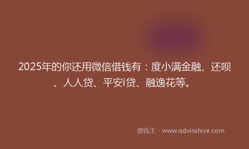 2025年的你还用微信借钱有：度小满金融、还呗、人人贷、平安i贷、融逸花等。