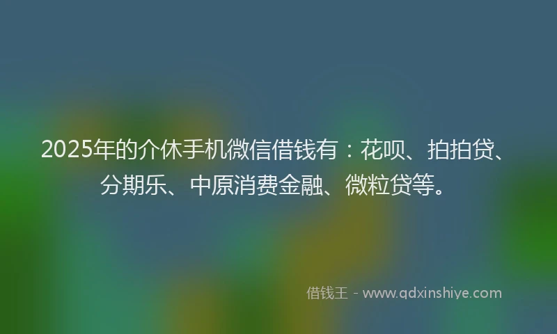 2025年的介休手机微信借钱有：花呗、拍拍贷、分期乐、中原消费金融、微粒贷等。
