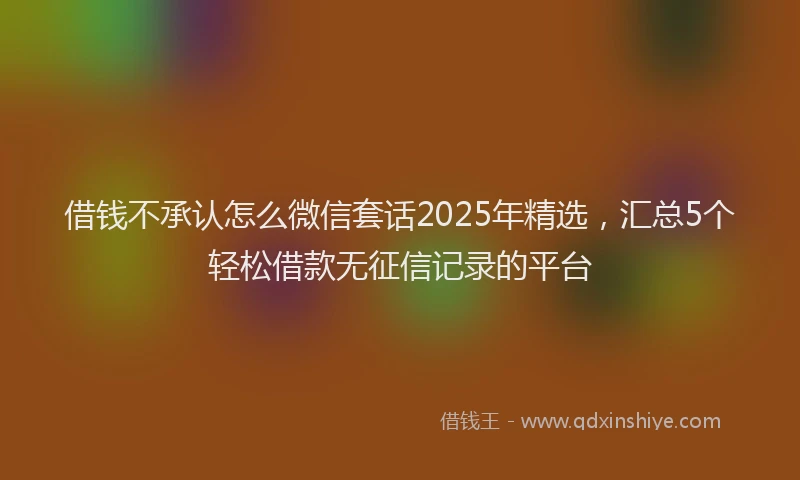 借钱不承认怎么微信套话2025年精选，汇总5个轻松借款无征信记录的平台
