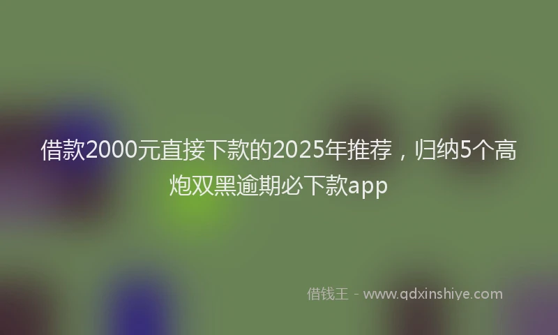 借款2000元直接下款的2025年推荐，归纳5个高炮双黑逾期必下款app