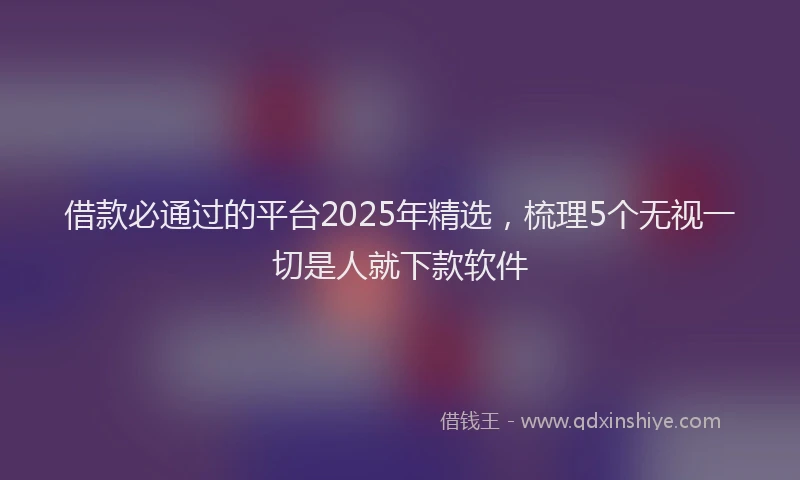 借款必通过的平台2025年精选，梳理5个无视一切是人就下款软件