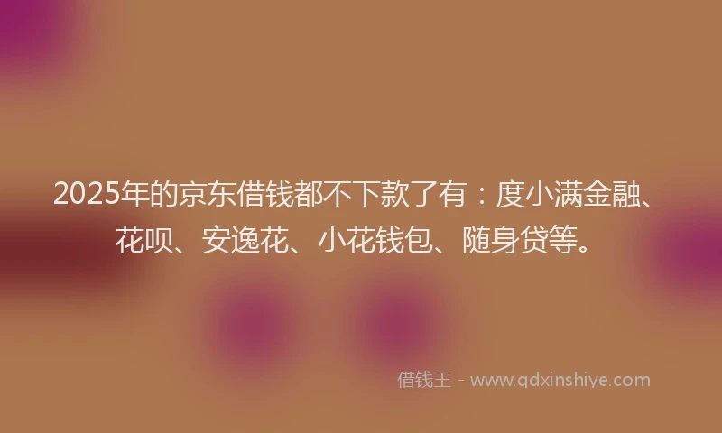 2025年的京东借钱都不下款了有：度小满金融、花呗、安逸花、小花钱包、随身贷等。