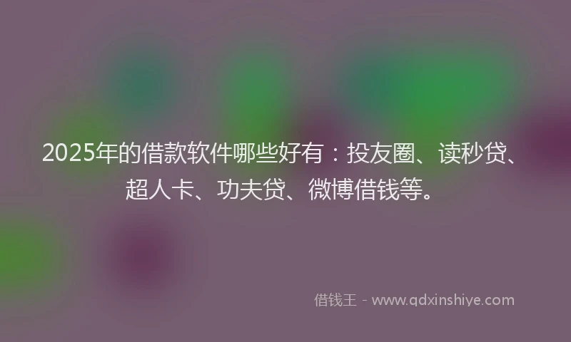 2025年的借款软件哪些好有：投友圈、读秒贷、超人卡、功夫贷、微博借钱等。