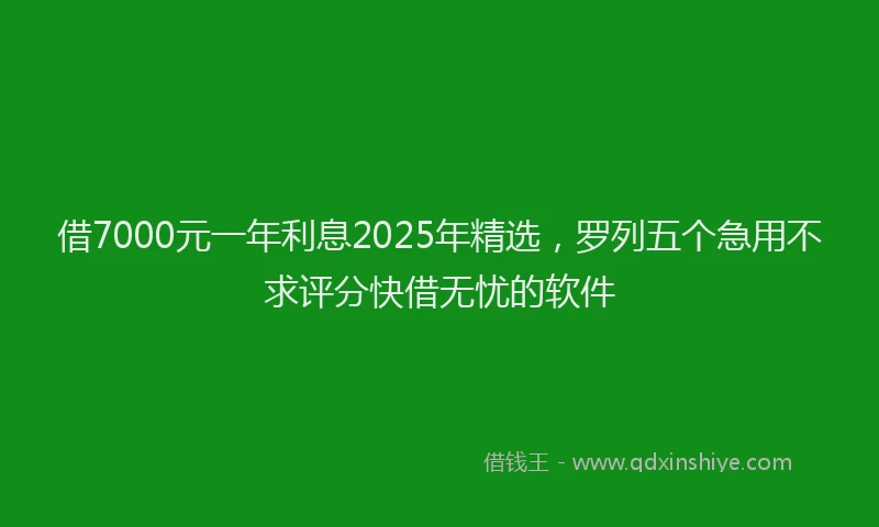 借7000元一年利息2025年精选，罗列五个急用不求评分快借无忧的软件