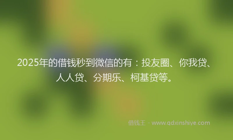 2025年的借钱秒到微信的有：投友圈、你我贷、人人贷、分期乐、柯基贷等。