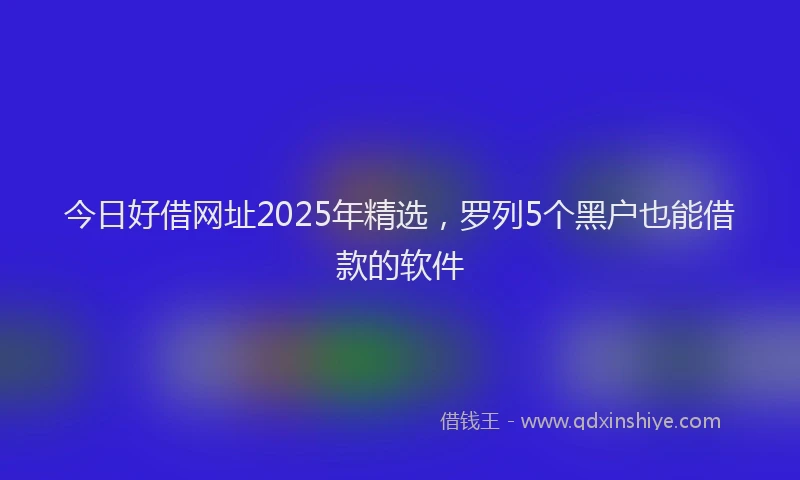 今日好借网址2025年精选，罗列5个黑户也能借款的软件