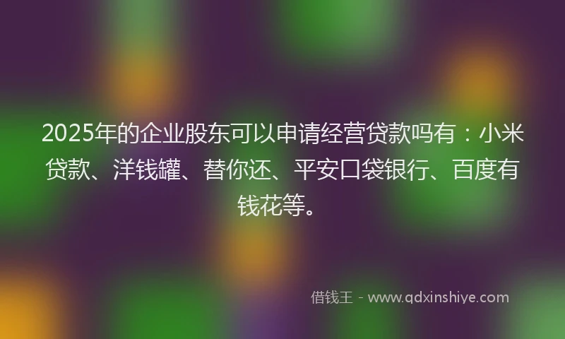 2025年的企业股东可以申请经营贷款吗有：小米贷款、洋钱罐、替你还、平安口袋银行、百度有钱花等。