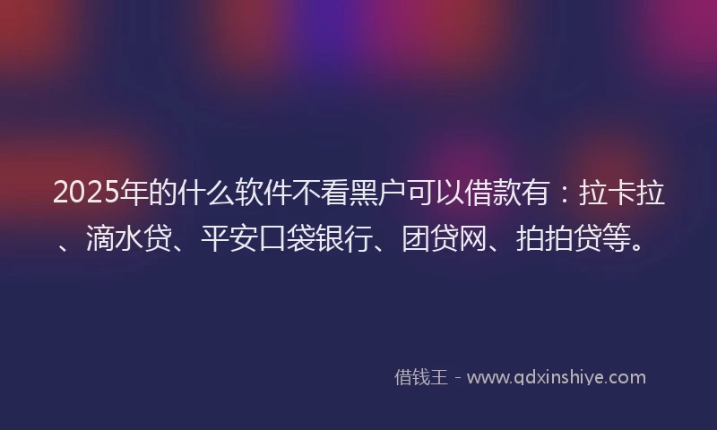 2025年的什么软件不看黑户可以借款有：拉卡拉、滴水贷、平安口袋银行、团贷网、拍拍贷等。