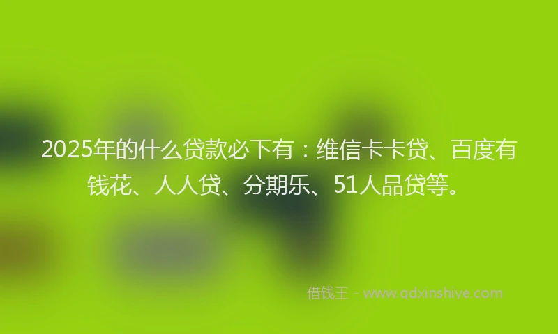 2025年的什么贷款必下有：维信卡卡贷、百度有钱花、人人贷、分期乐、51人品贷等。