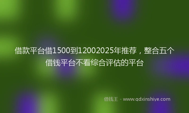 借款平台借1500到12002025年推荐，整合五个借钱平台不看综合评估的平台