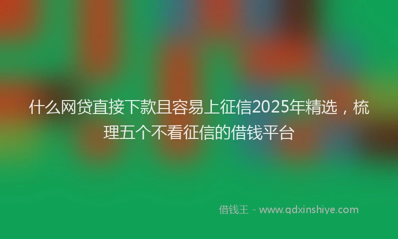 什么网贷直接下款且容易上征信2025年精选，梳理五个不看征信的借钱平台