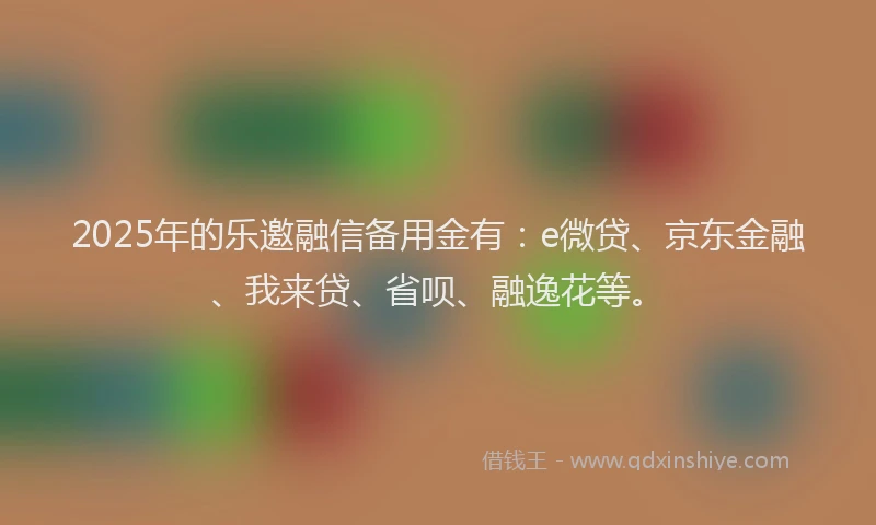 2025年的乐邀融信备用金有：e微贷、京东金融、我来贷、省呗、融逸花等。