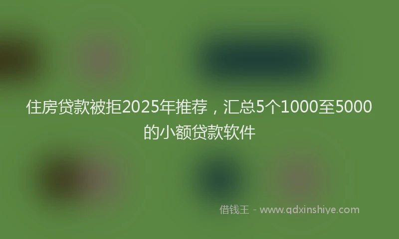 住房贷款被拒2025年推荐，汇总5个1000至5000的小额贷款软件