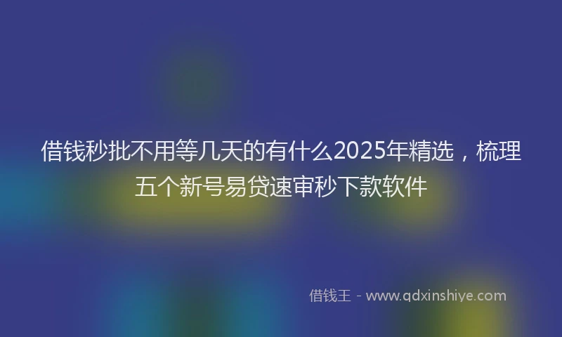 借钱秒批不用等几天的有什么2025年精选，梳理五个新号易贷速审秒下款软件