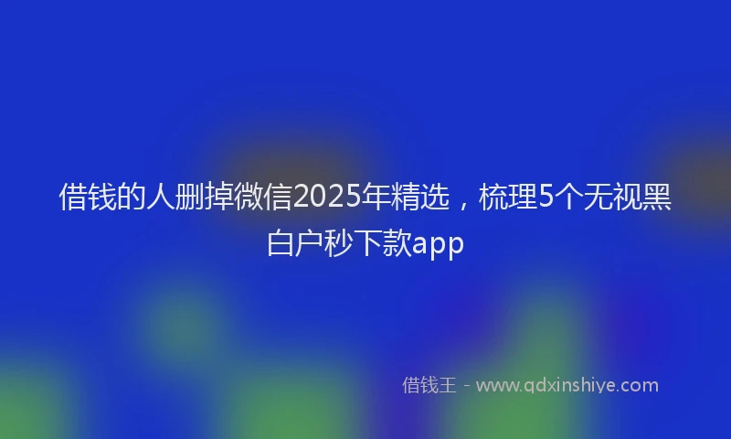 借钱的人删掉微信2025年精选，梳理5个无视黑白户秒下款app