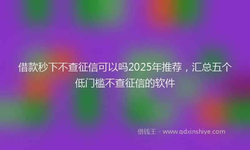 借款秒下不查征信可以吗2025年推荐，汇总五个低门槛不查征信的软件
