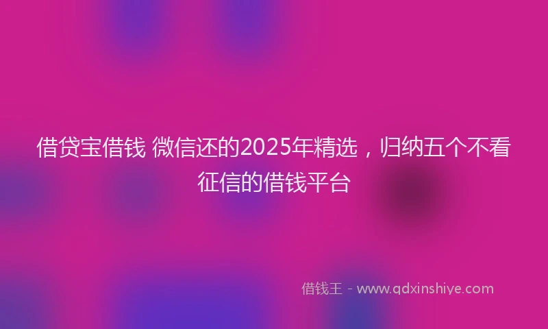 借贷宝借钱 微信还的2025年精选，归纳五个不看征信的借钱平台