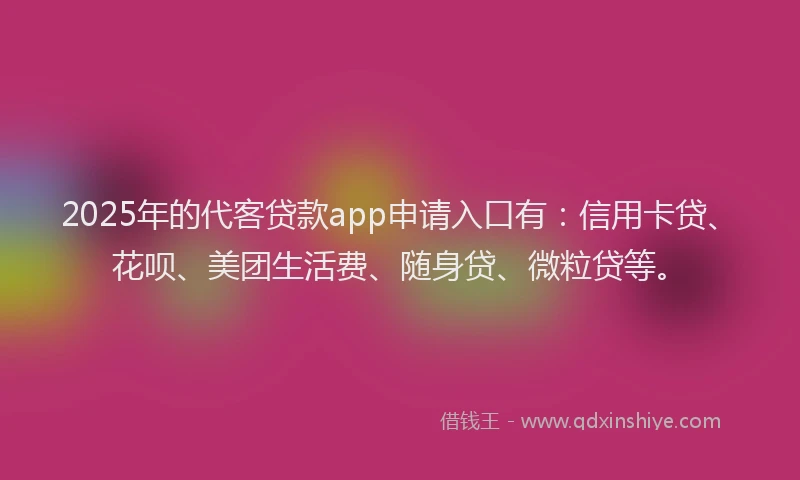 2025年的代客贷款app申请入口有：信用卡贷、花呗、美团生活费、随身贷、微粒贷等。