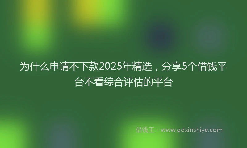 为什么申请不下款2025年精选，分享5个借钱平台不看综合评估的平台