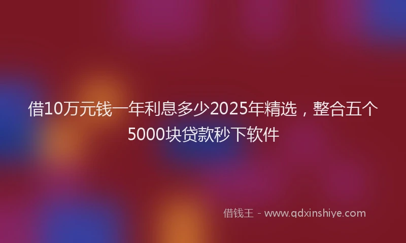 借10万元钱一年利息多少2025年精选，整合五个5000块贷款秒下软件