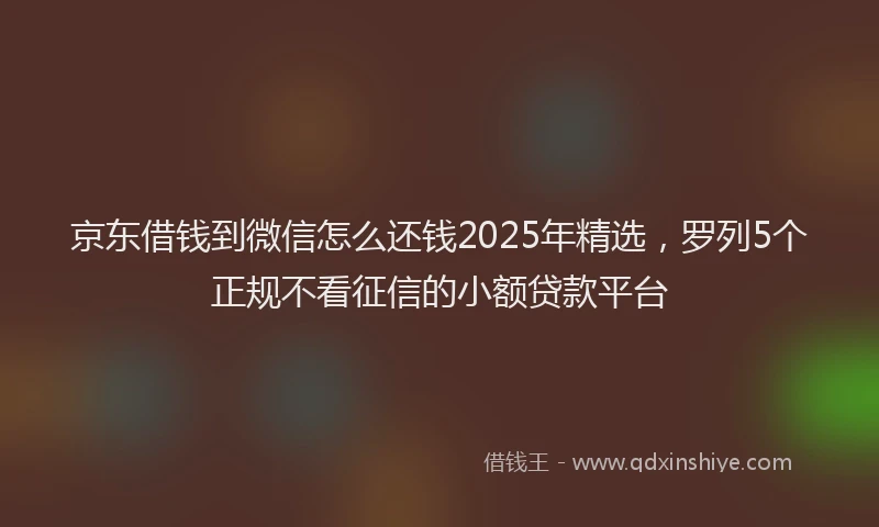 京东借钱到微信怎么还钱2025年精选，罗列5个正规不看征信的小额贷款平台