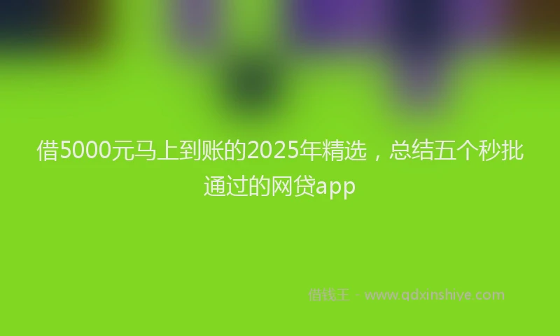 借5000元马上到账的2025年精选，总结五个秒批通过的网贷app