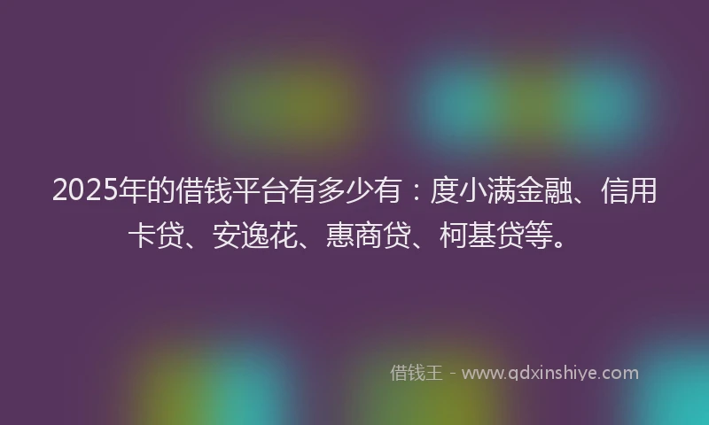 2025年的借钱平台有多少有：度小满金融、信用卡贷、安逸花、惠商贷、柯基贷等。