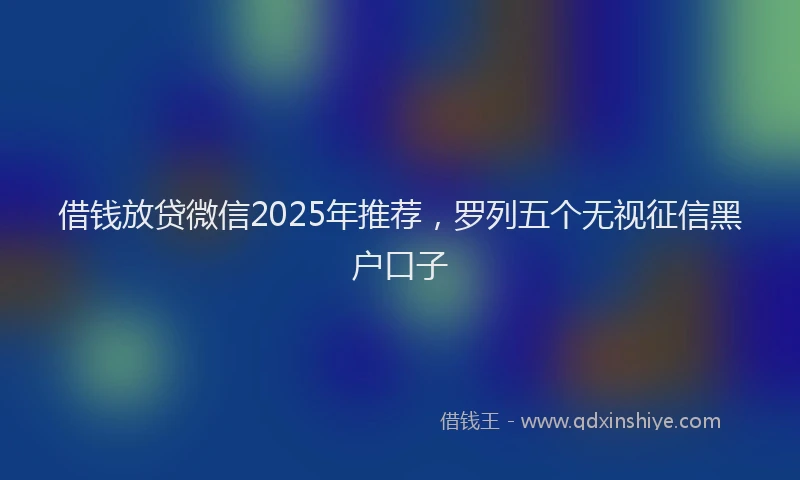 借钱放贷微信2025年推荐，罗列五个无视征信黑户口子