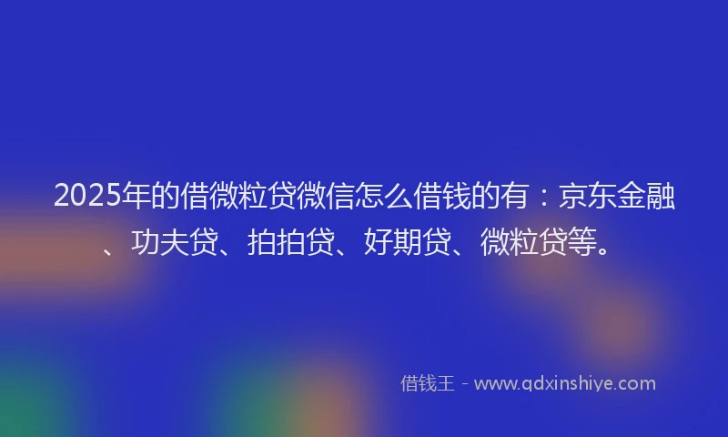 2025年的借微粒贷微信怎么借钱的有：京东金融、功夫贷、拍拍贷、好期贷、微粒贷等。