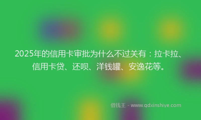 2025年的信用卡审批为什么不过关有：拉卡拉、信用卡贷、还呗、洋钱罐、安逸花等。