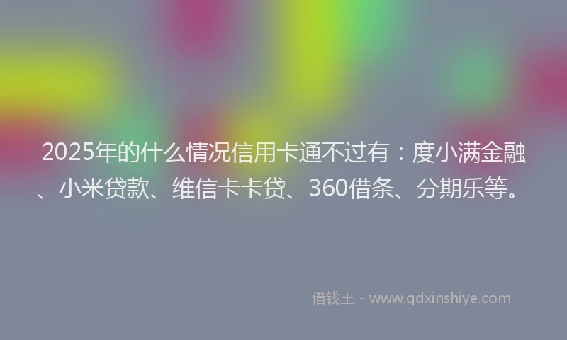 2025年的什么情况信用卡通不过有：度小满金融、小米贷款、维信卡卡贷、360借条、分期乐等。
