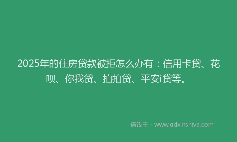 2025年的住房贷款被拒怎么办有：信用卡贷、花呗、你我贷、拍拍贷、平安i贷等。